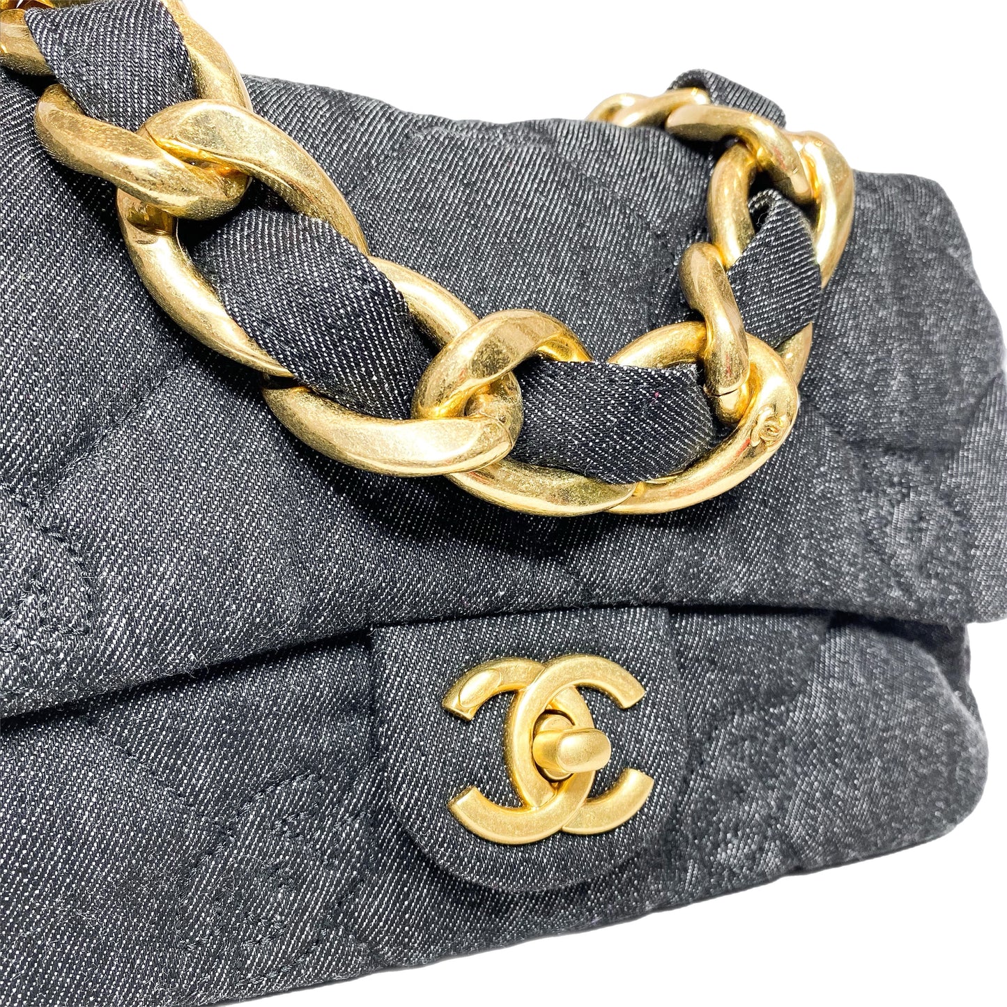 Chanel Black Denim Funky Town Flap Bag