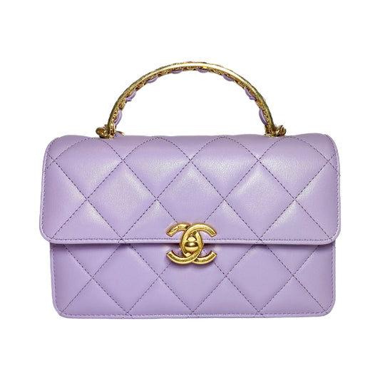 Chanel Light Purple Mini Top Handle Flap Bag