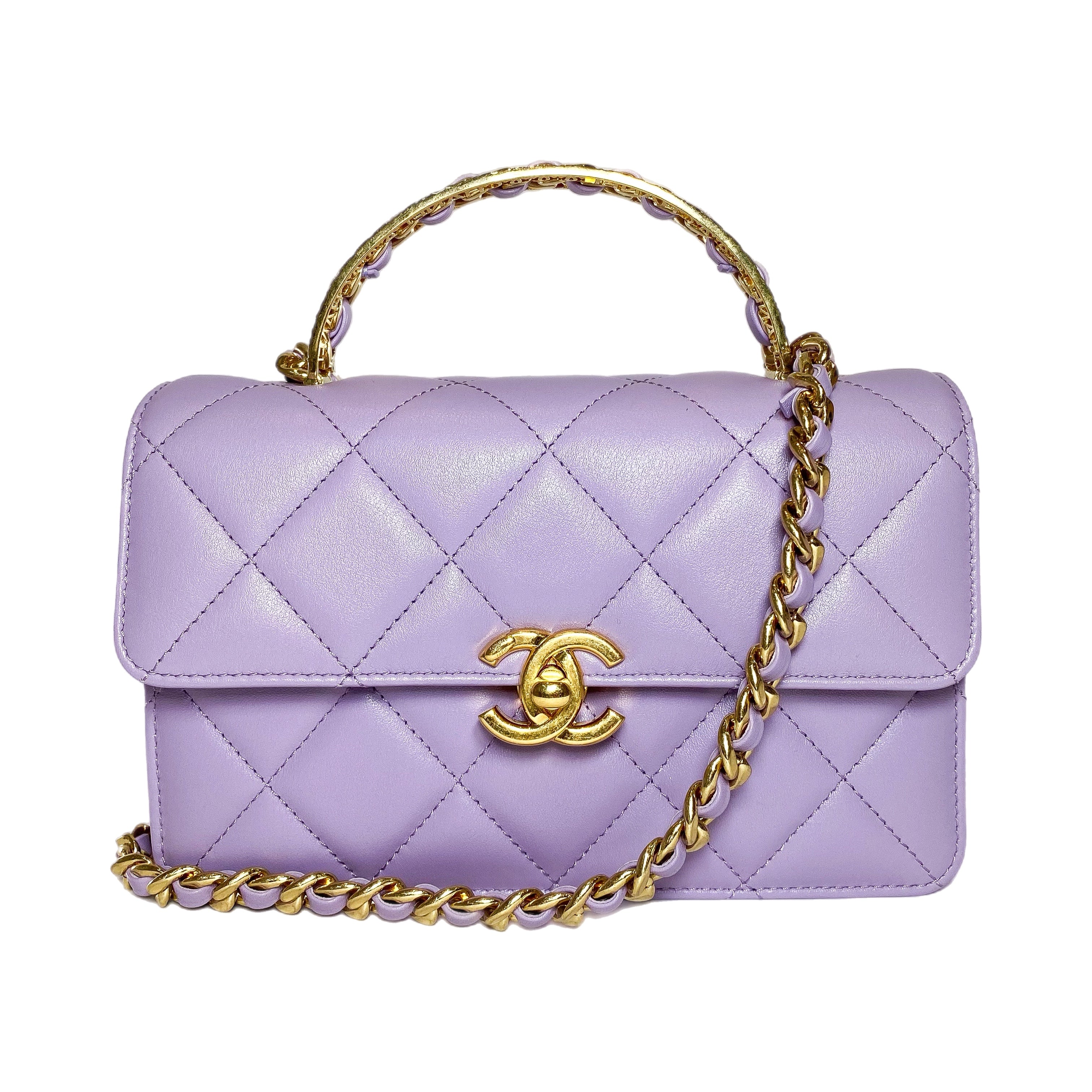 シャネル Chanel トップハンドルミニフラップバッグ ライトパープル Chanel Light Purple Mini Top Handle Flap Bag | Consign of the Times ™