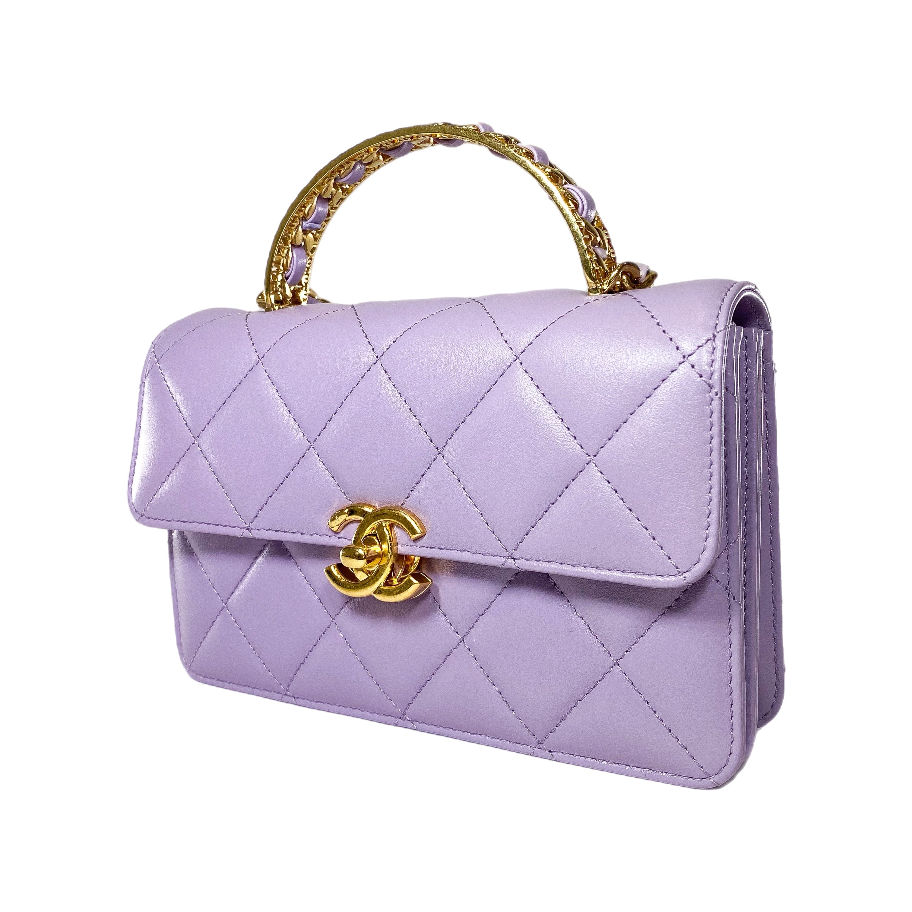 Chanel Light Purple Mini Top Handle Flap Bag