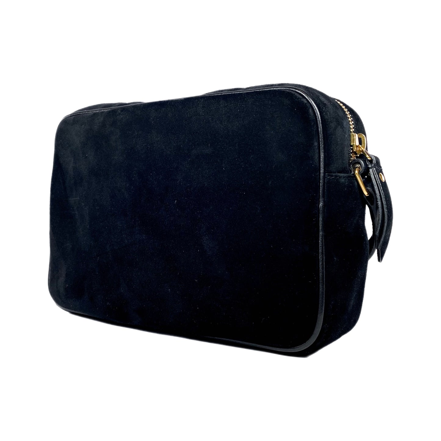 YSL Black Multicolor Crystal Suede Camera Bag