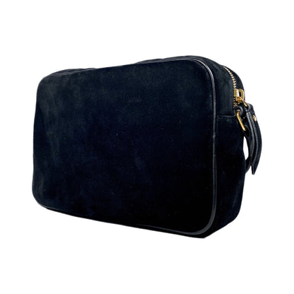 YSL Black Multicolor Crystal Suede Camera Bag