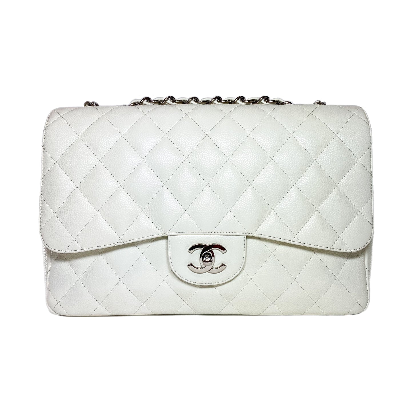 Chanel Off White Jumbo Single Flap Bag
