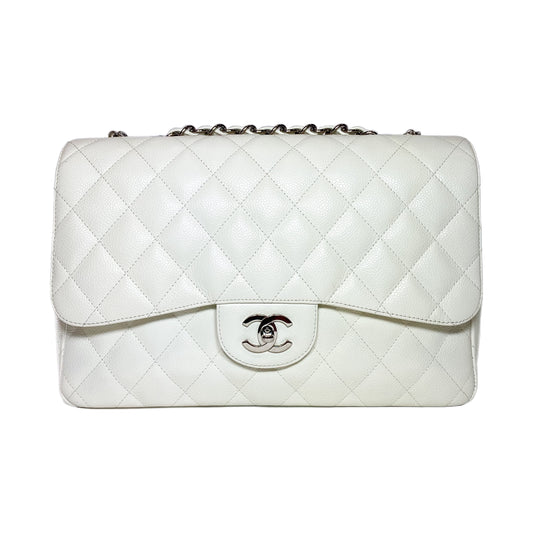 Chanel Off White Jumbo Single Flap Bag