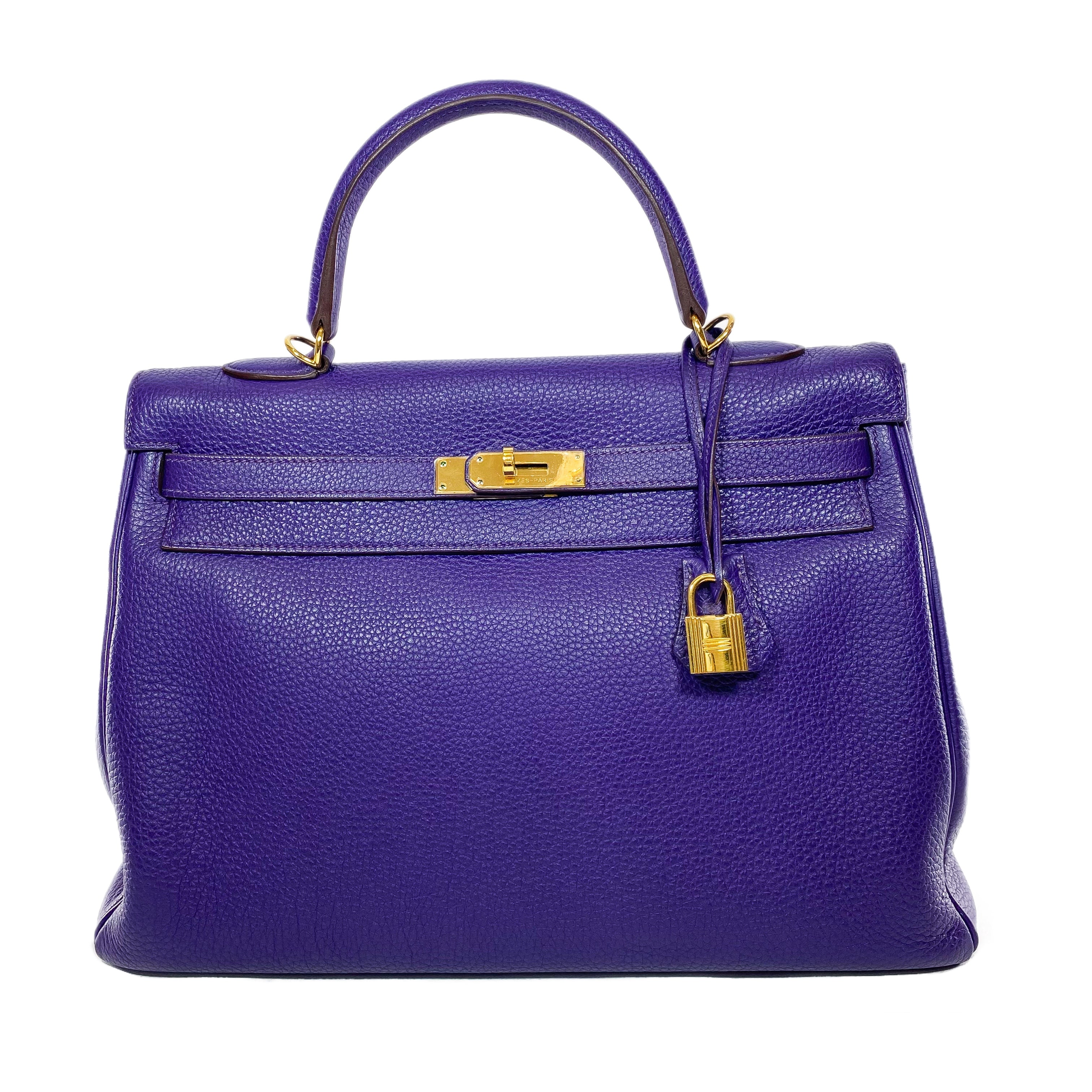 Hermes Kelly 35 Ultraviolet Togo Gold Hardware