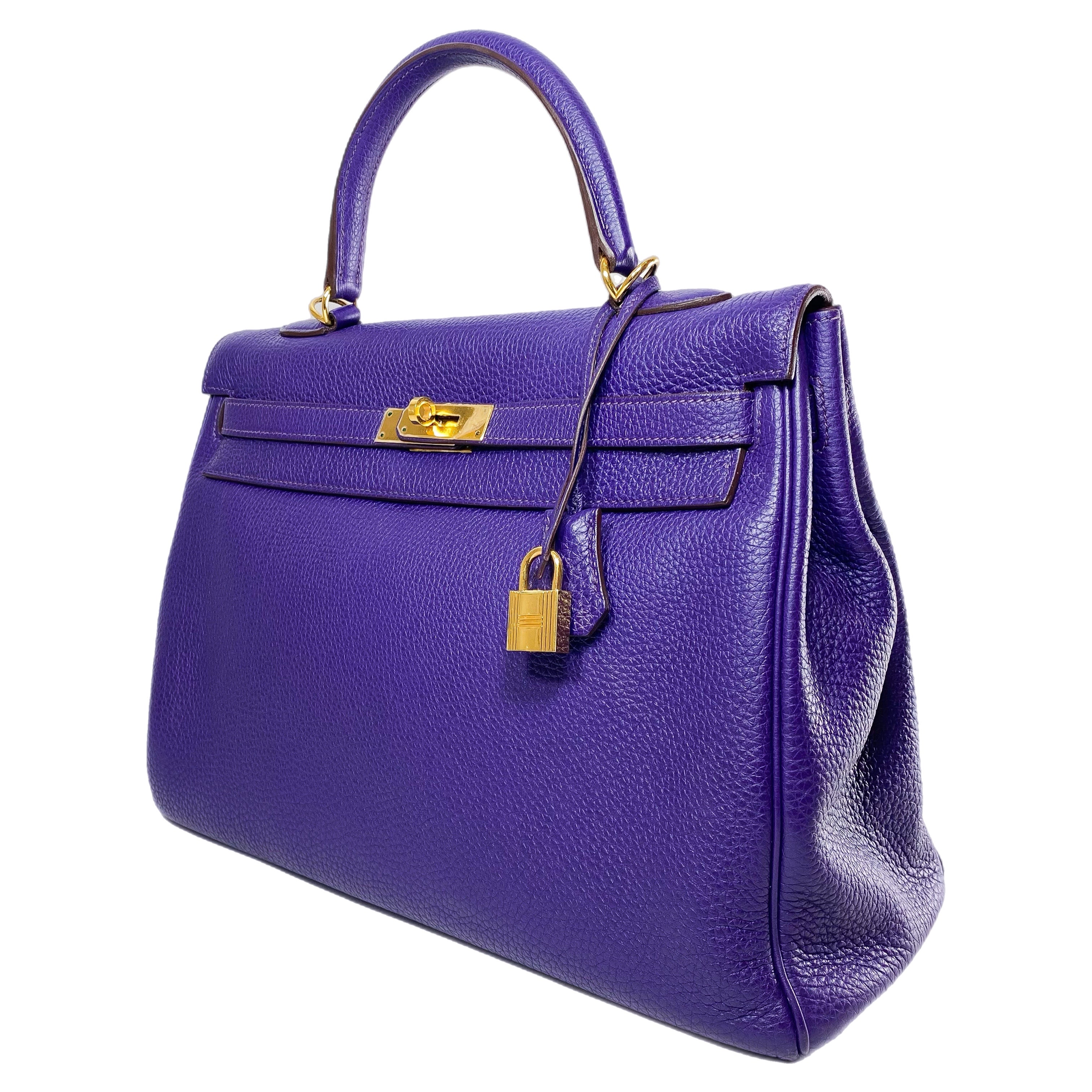 Hermes Kelly 35 Ultraviolet Togo Gold Hardware