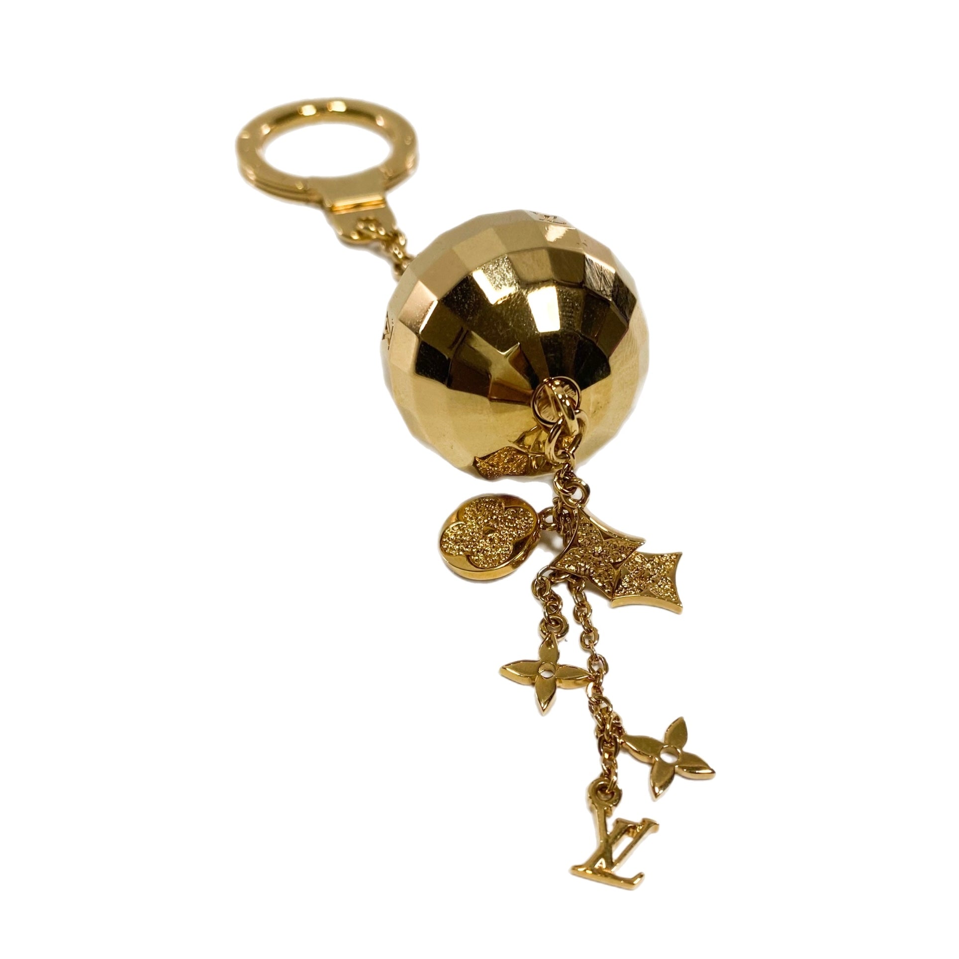 Louis Vuitton Gold Tone Metal Disco Ball Keychain