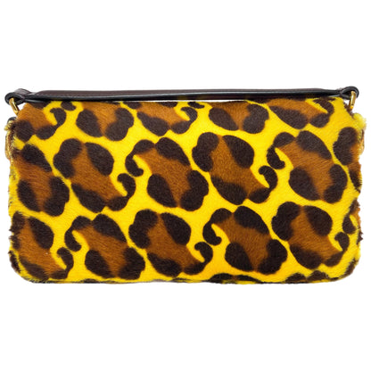 Fendi Yellow Brown Leopard Print Baguette