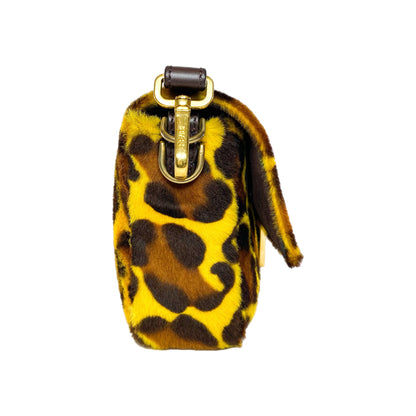 Fendi Yellow Brown Leopard Print Baguette