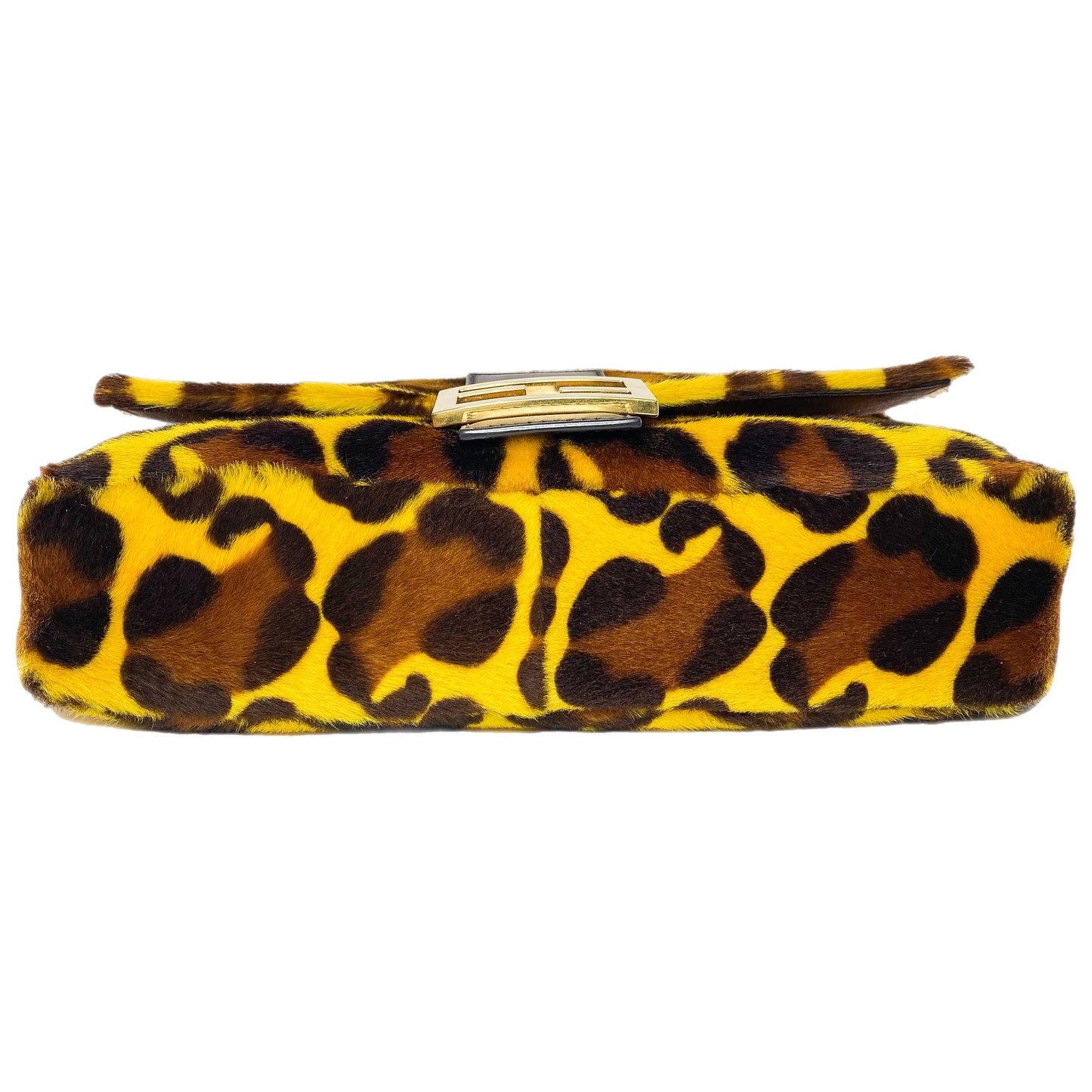Fendi Yellow Brown Leopard Print Baguette