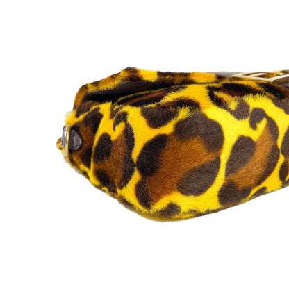 Fendi Yellow Brown Leopard Print Baguette