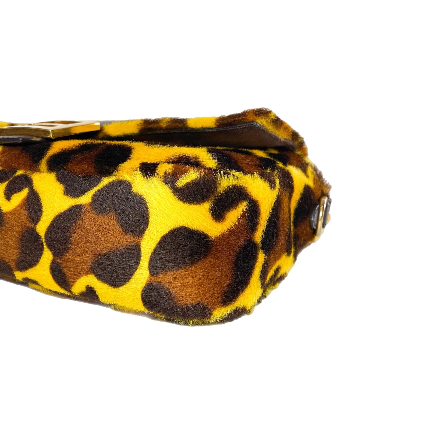 Fendi Yellow Brown Leopard Print Baguette