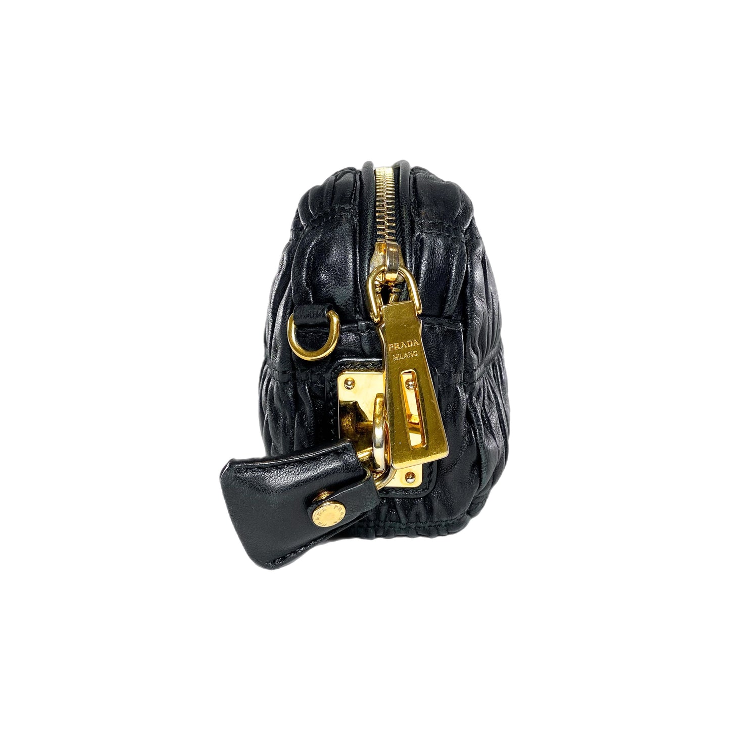 Prada Black Nappa Gaufre Pochette Crossbody Bag