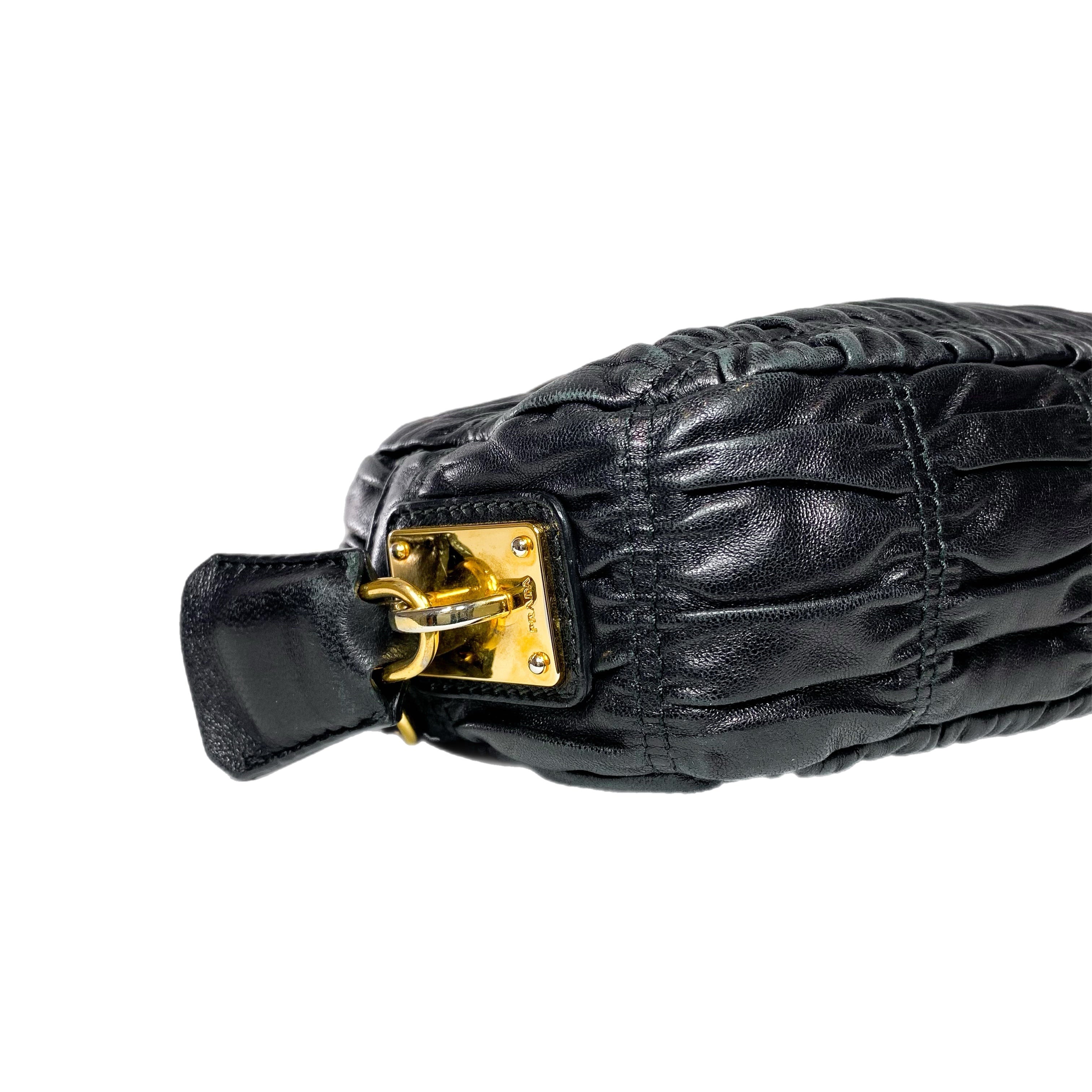 Prada Black Nappa Gaufre Pochette Crossbody Bag – Consign of the