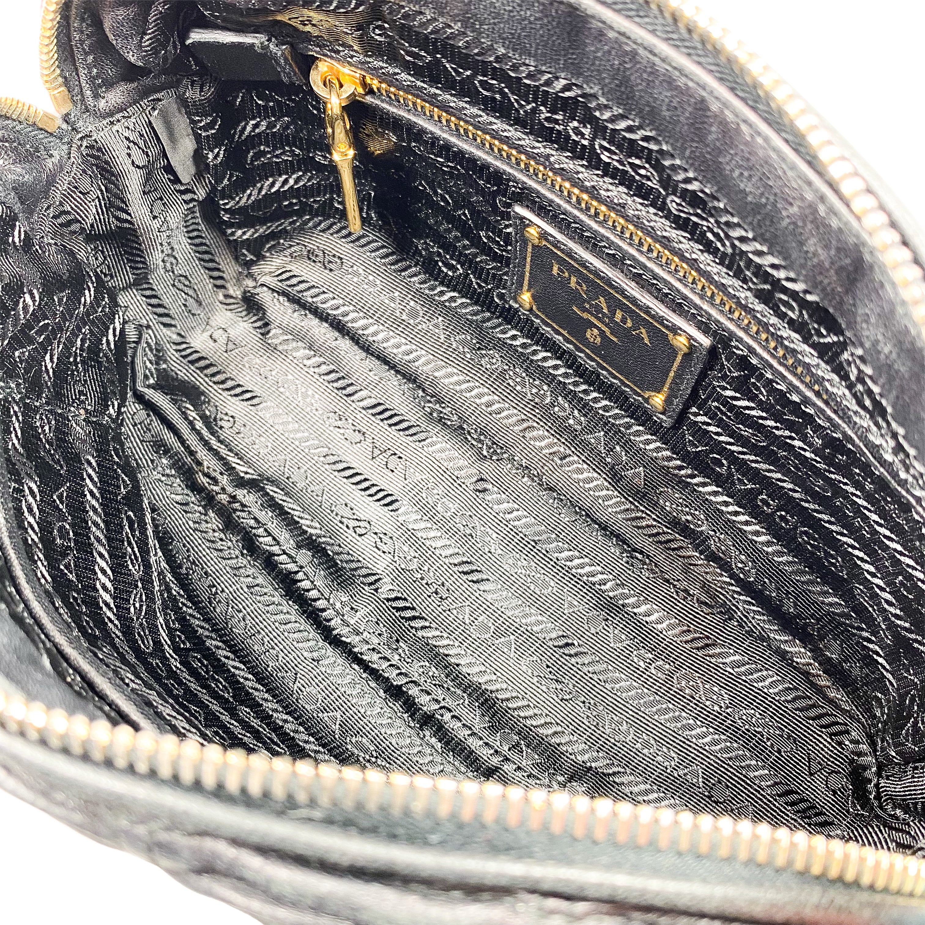 Prada Black Nappa Gaufre Pochette Crossbody Bag | Consign of