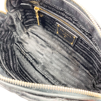 Prada Black Nappa Gaufre Pochette Crossbody Bag