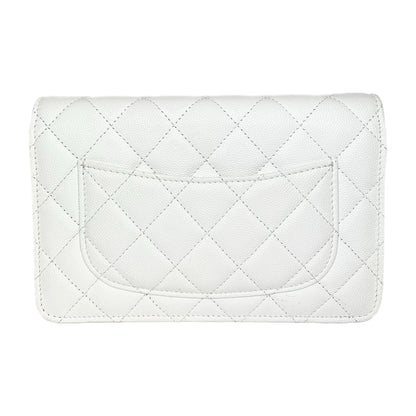 Chanel White Pink Woven CC Wallet on Chain