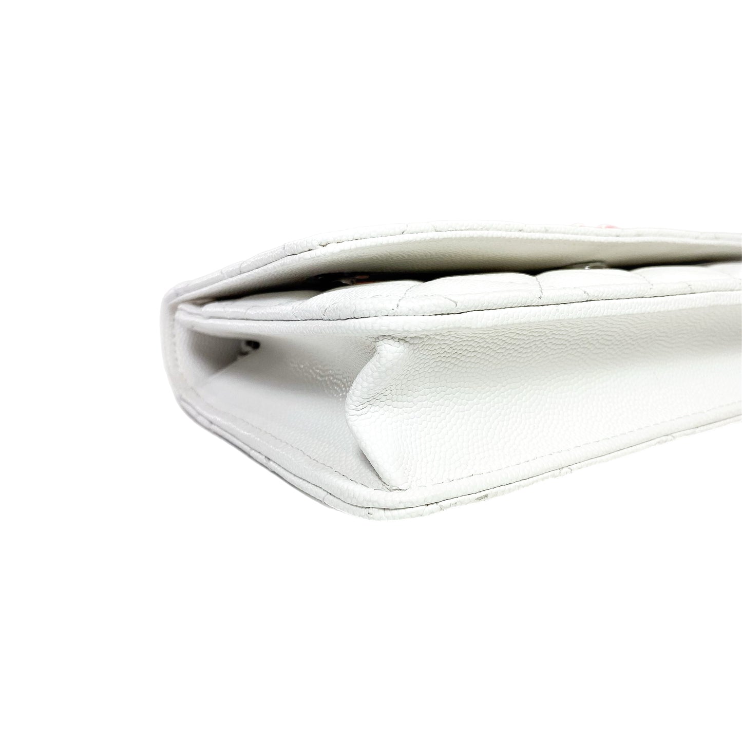 Chanel White Pink Woven CC Wallet on Chain