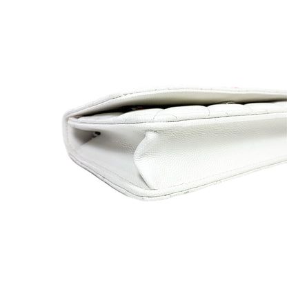 Chanel White Pink Woven CC Wallet on Chain