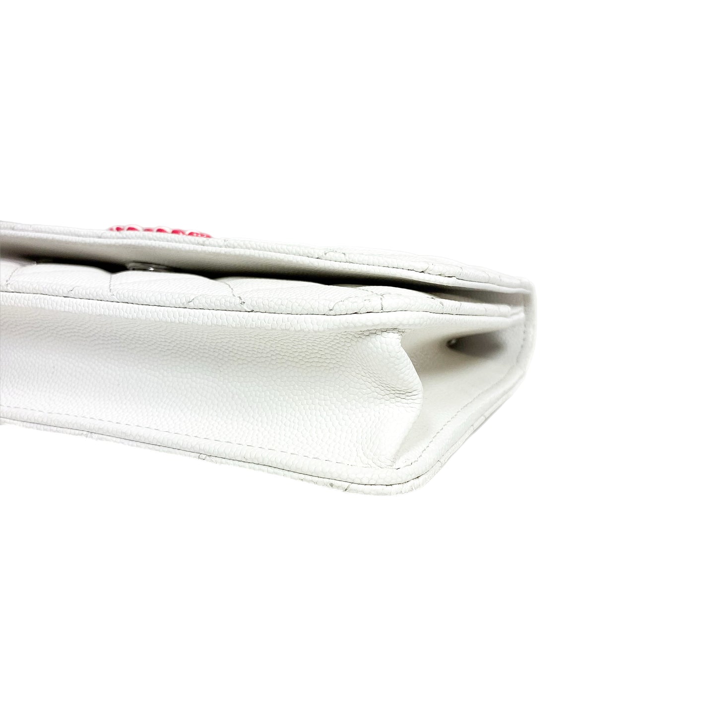 Chanel White Pink Woven CC Wallet on Chain