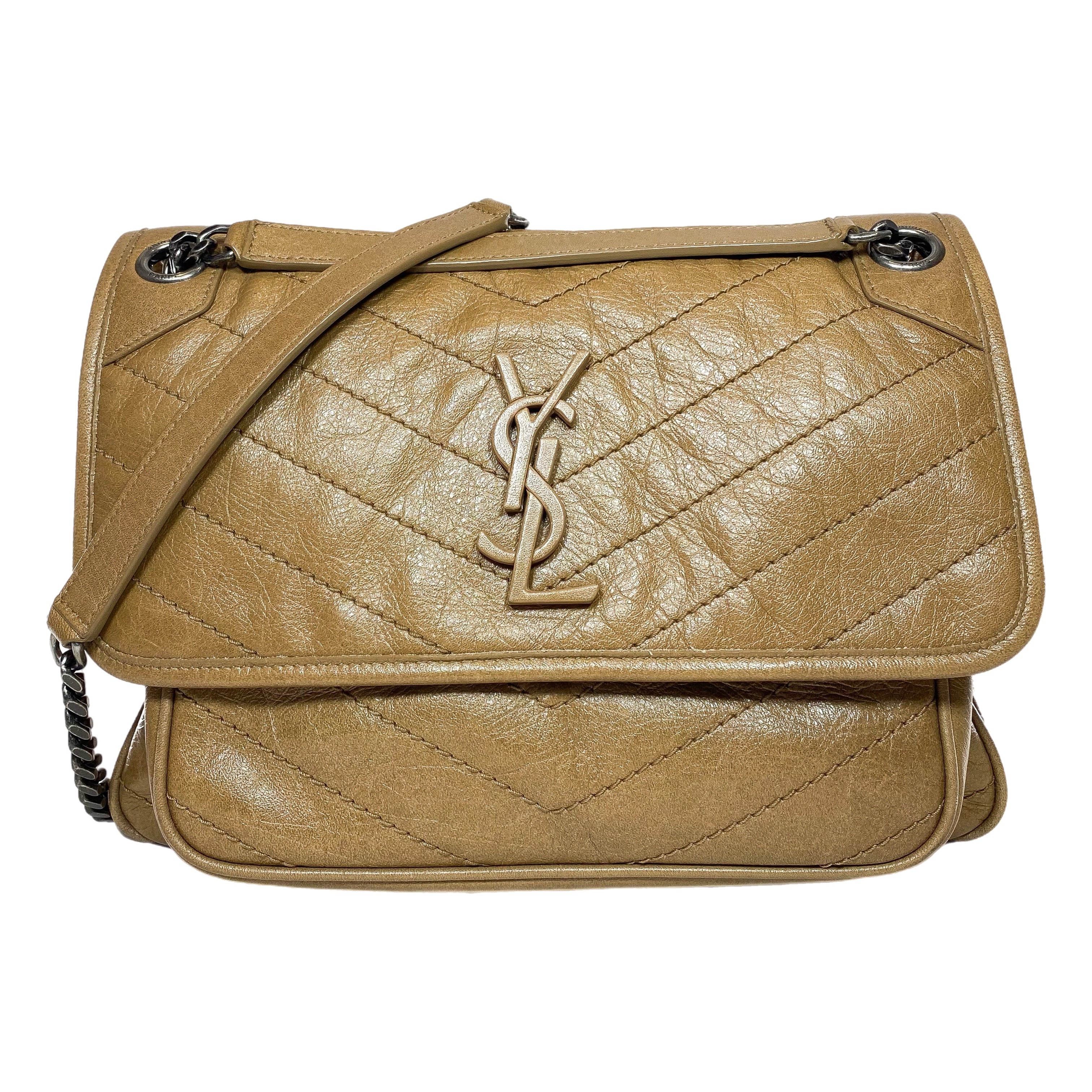 YSL Camel Nikki Medium Shoulder Bag