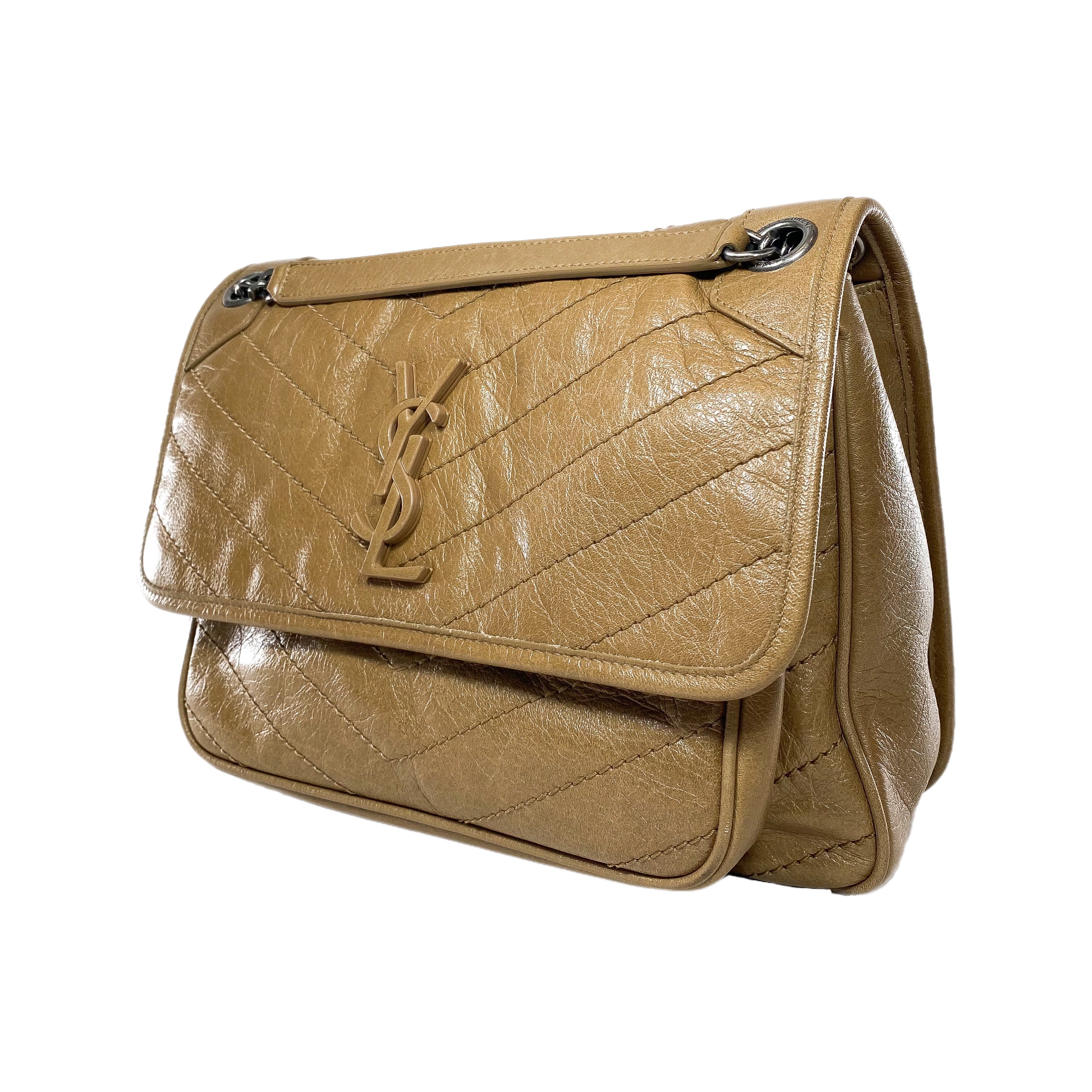 YSL Camel Nikki Medium Shoulder Bag