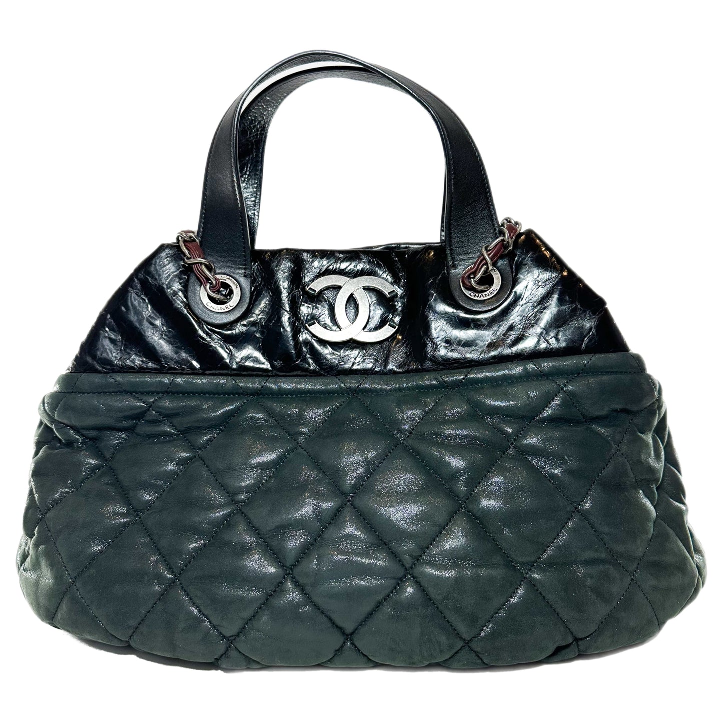 Chanel In The Mix Black Green Iridescent Large Tote