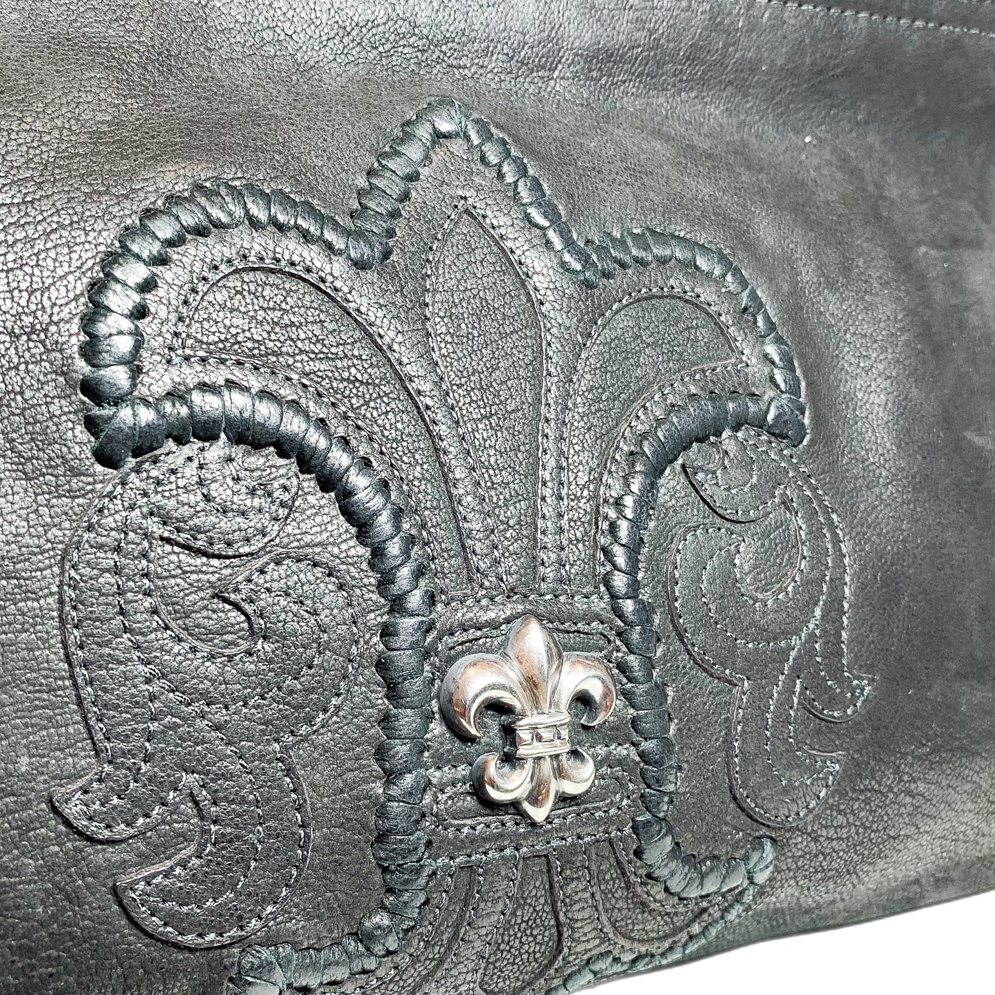 Chrome Hearts Black Large Zip Pouch