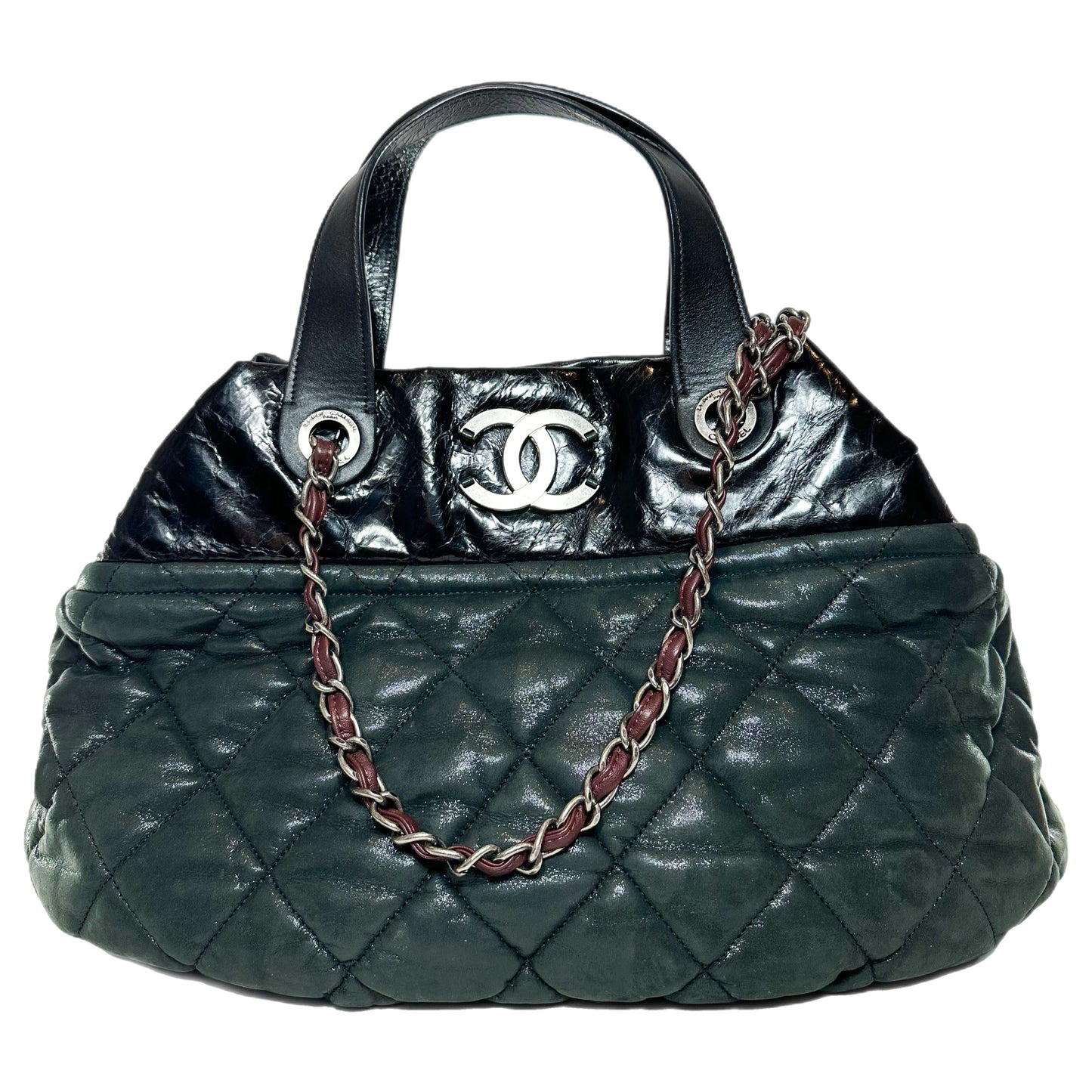 Chanel In The Mix Black Green Iridescent Large Tote