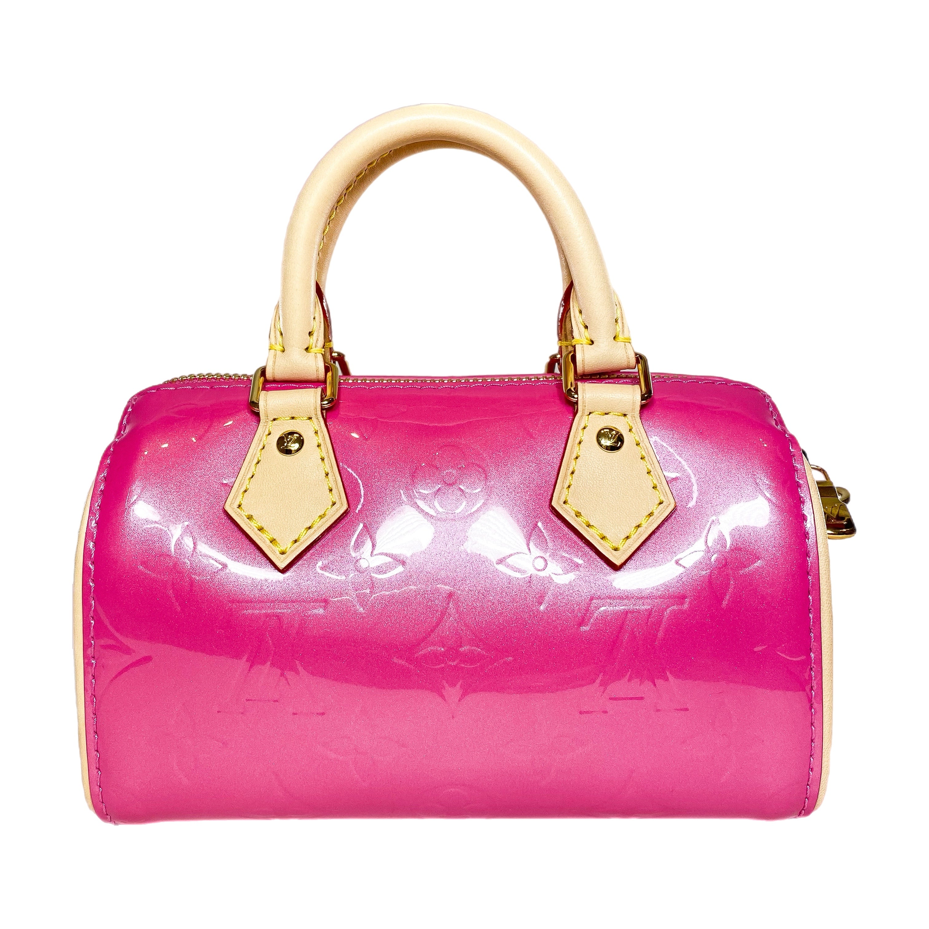 Louis Vuitton Neon Pink Patent Monogram Nano Speedy