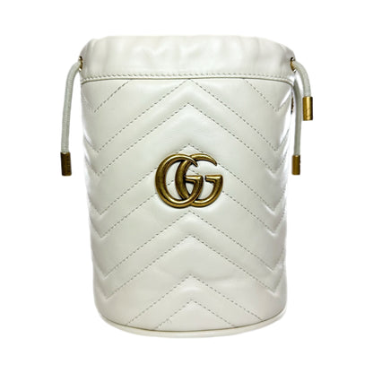 Gucci White Marmont Mini Bucket Bag