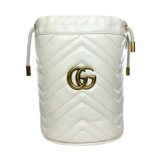 Gucci White Marmont Mini Bucket Bag