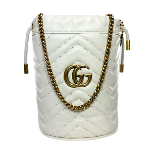 Gucci White Marmont Mini Bucket Bag
