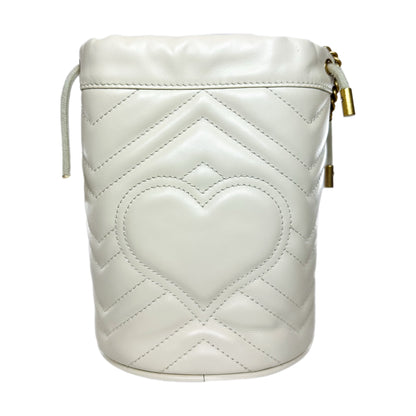 Gucci White Marmont Mini Bucket Bag