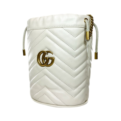 Gucci White Marmont Mini Bucket Bag