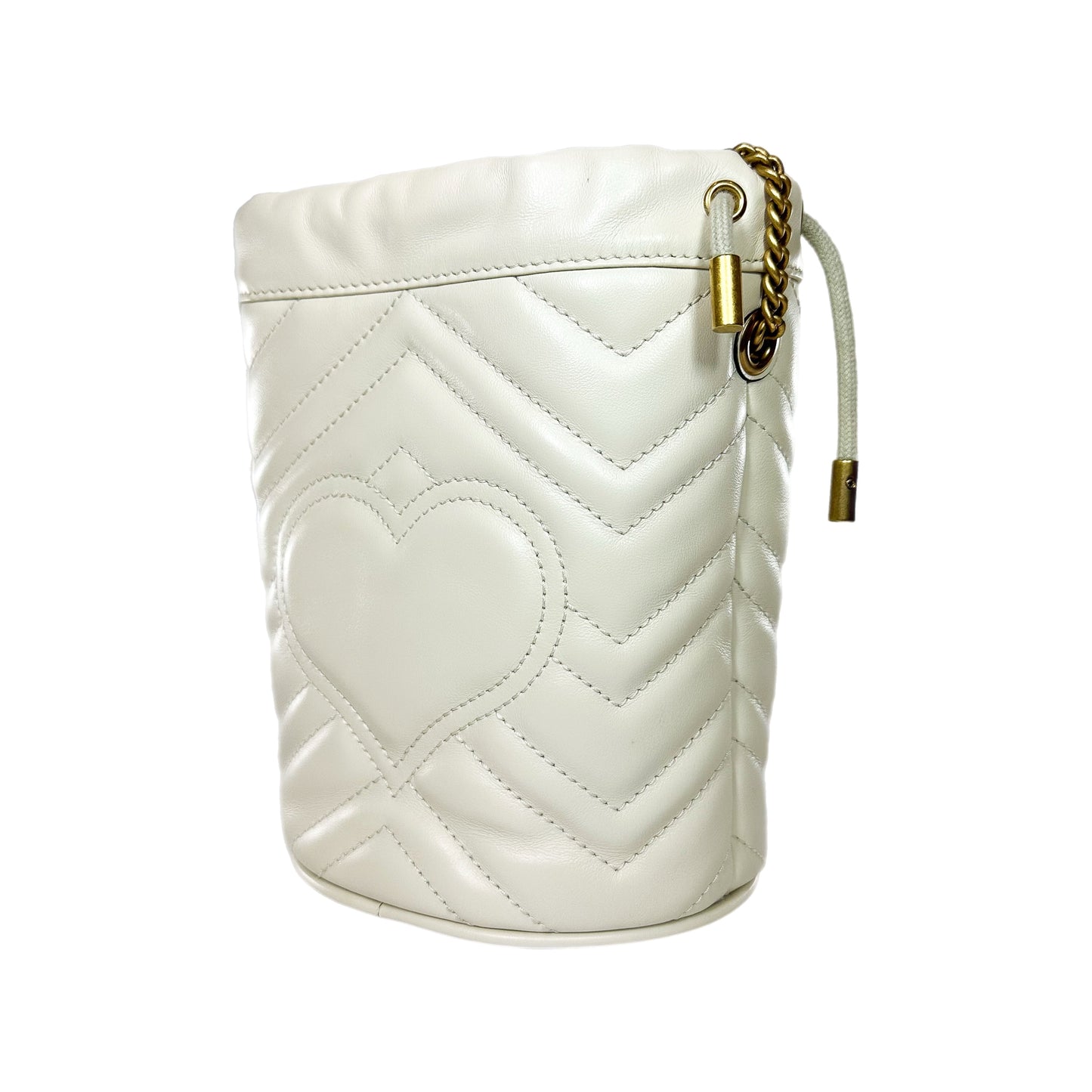 Gucci White Marmont Mini Bucket Bag