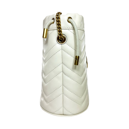 Gucci White Marmont Mini Bucket Bag
