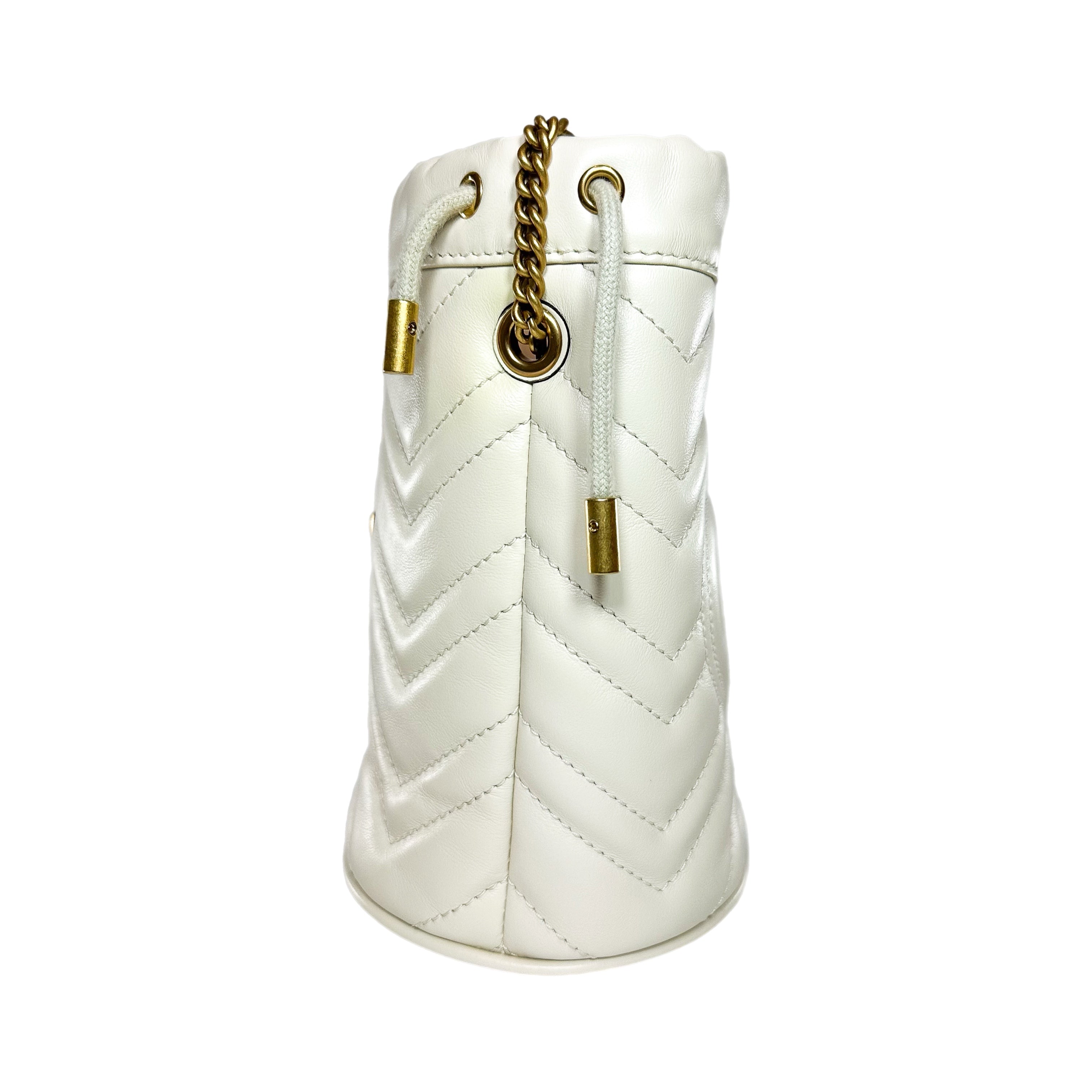 Gucci White Marmont Mini Bucket Bag