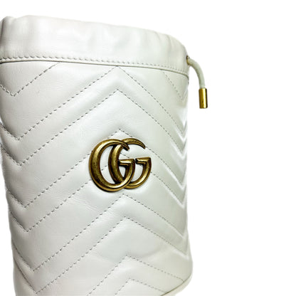 Gucci White Marmont Mini Bucket Bag