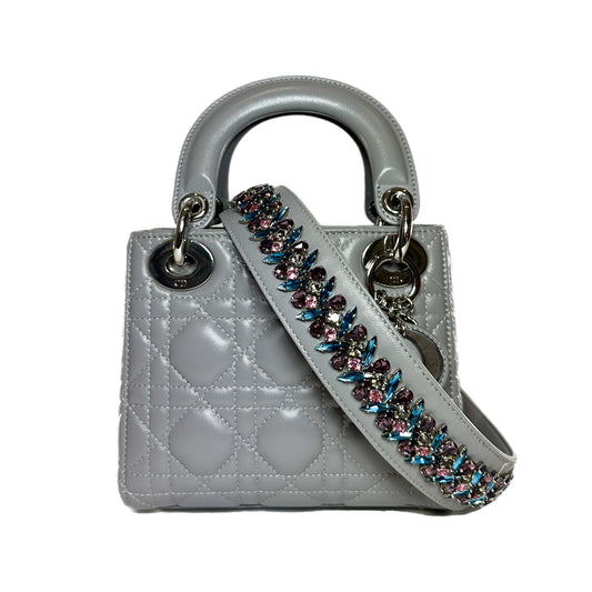 Dior Grey Mini Lady Dior with Crystal Strap