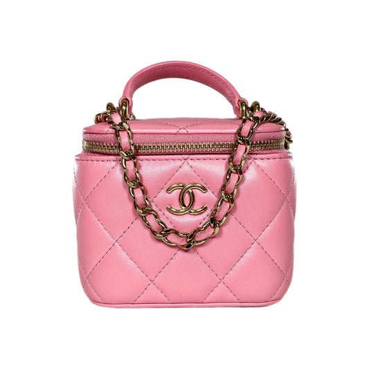 Chanel Pink Quilted Mini Vanity