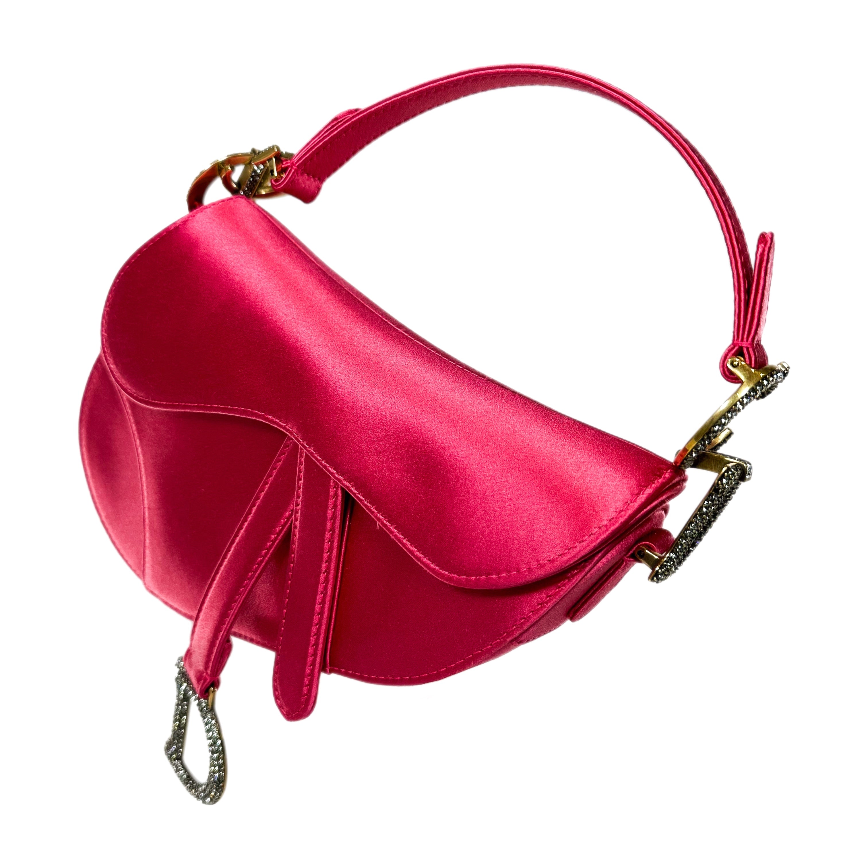 バッグ [Rare] Dior Saddle Bag Satin Crystal CHRISTIAN DIOR Satin Crystal Mini Saddle Bag Blue Gray
