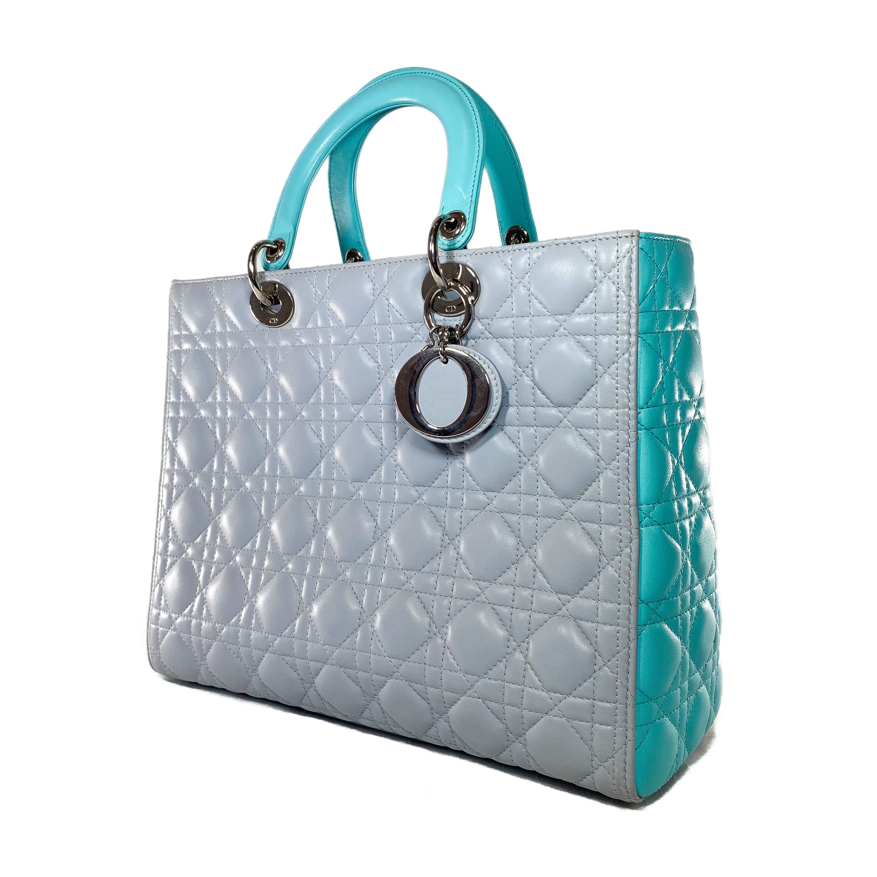Dior Turquoise Gray Large Lady Dior