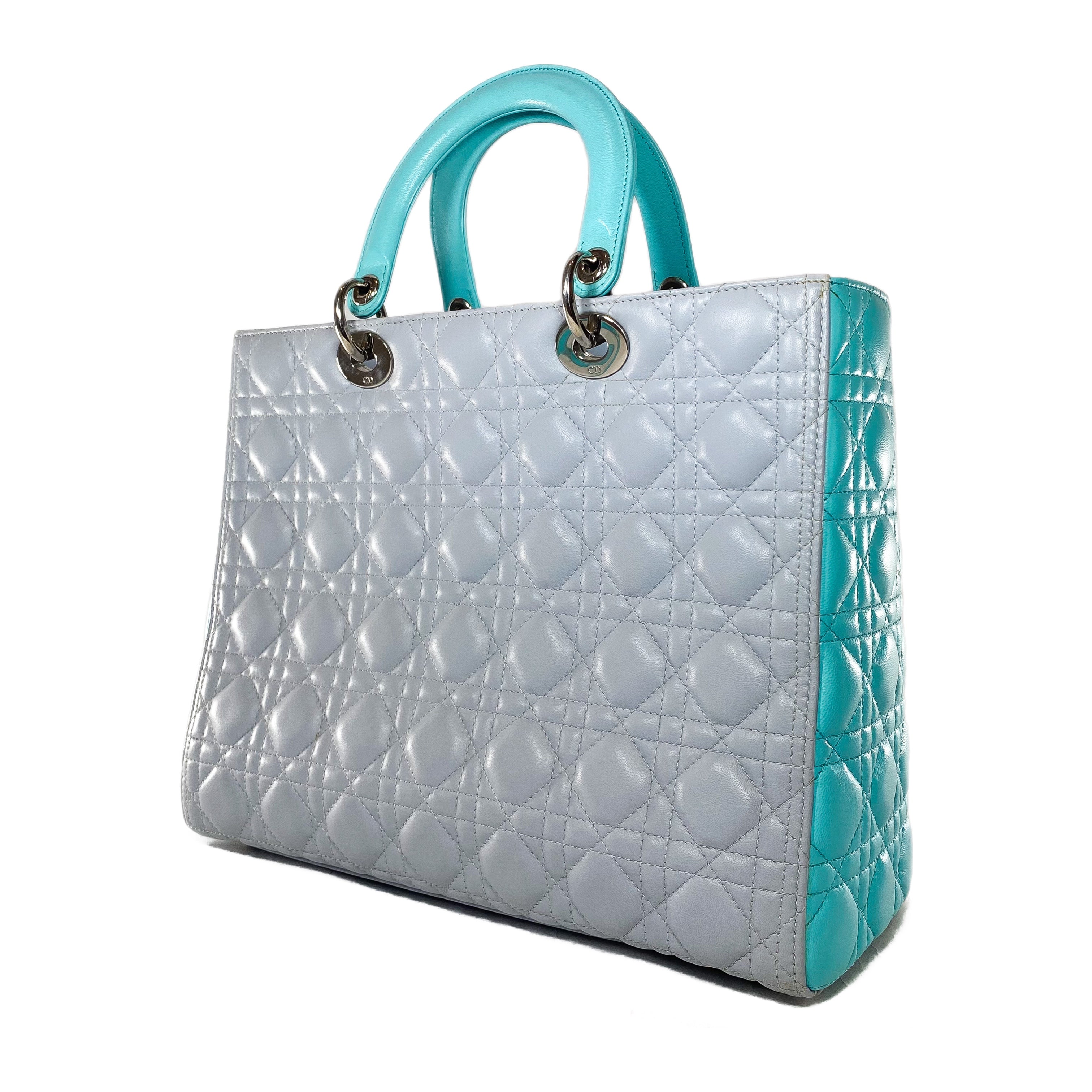Dior Turquoise Gray Large Lady Dior