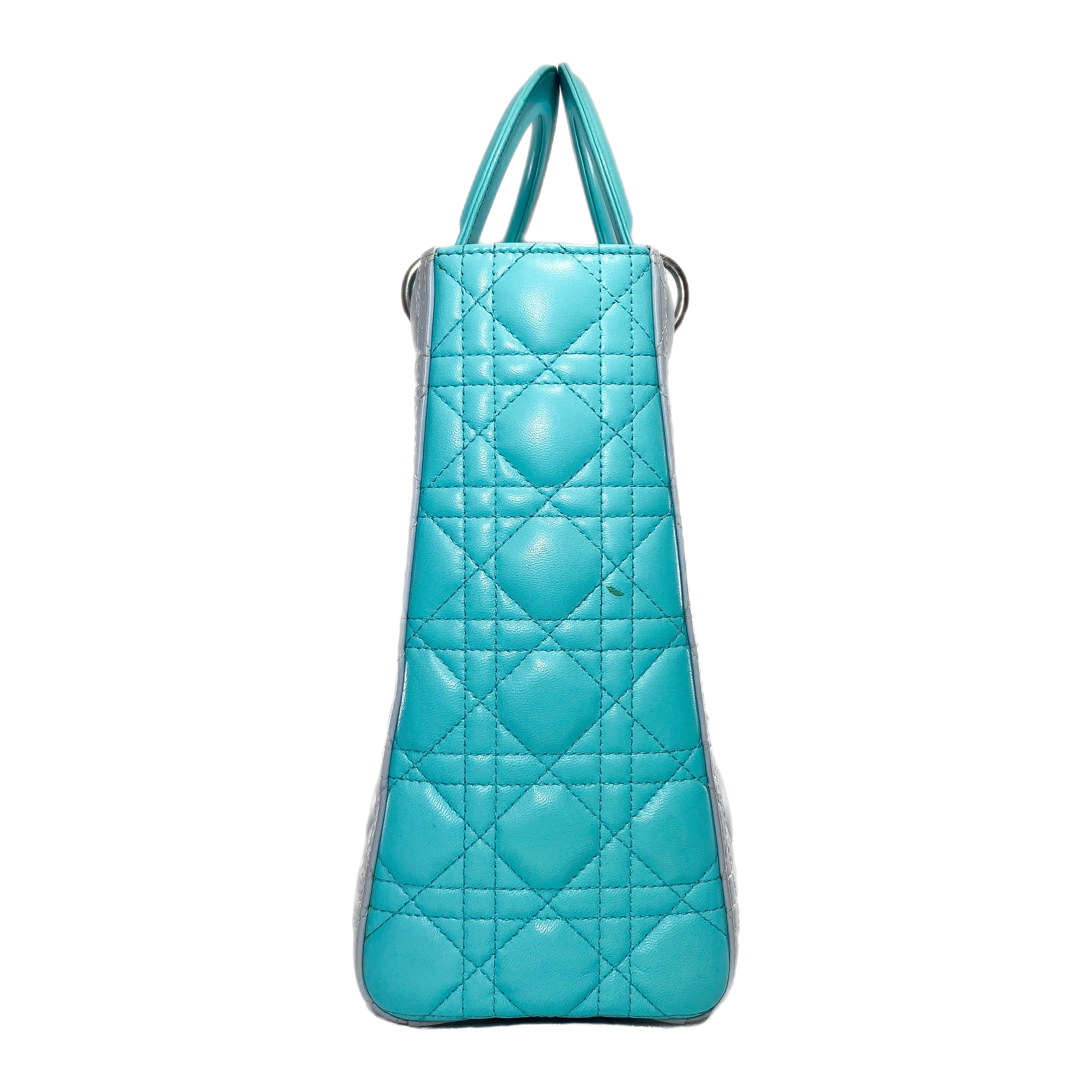Dior Turquoise Gray Large Lady Dior