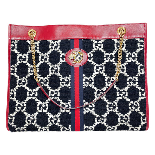 Gucci Black Romantic Cherry GG Monogram Rajah Chain Tote