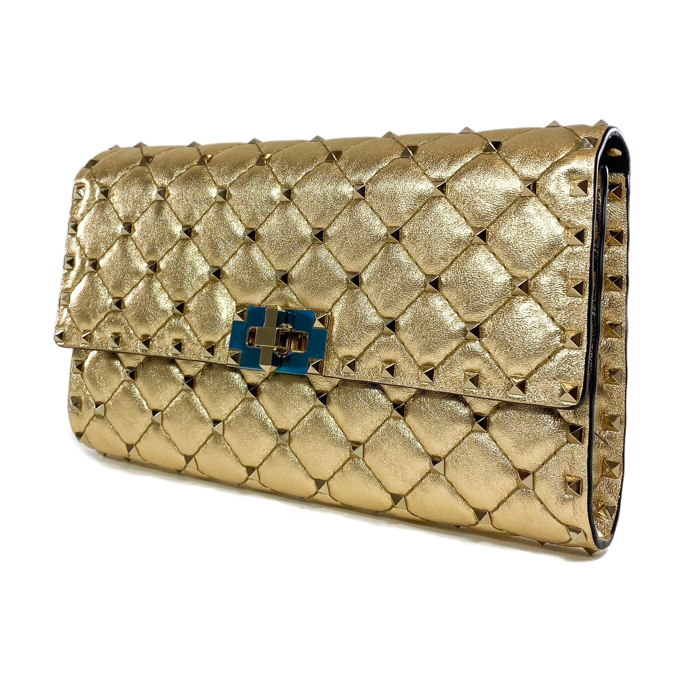 Valentino Nappa Rockstud Spike Wallet on Chain