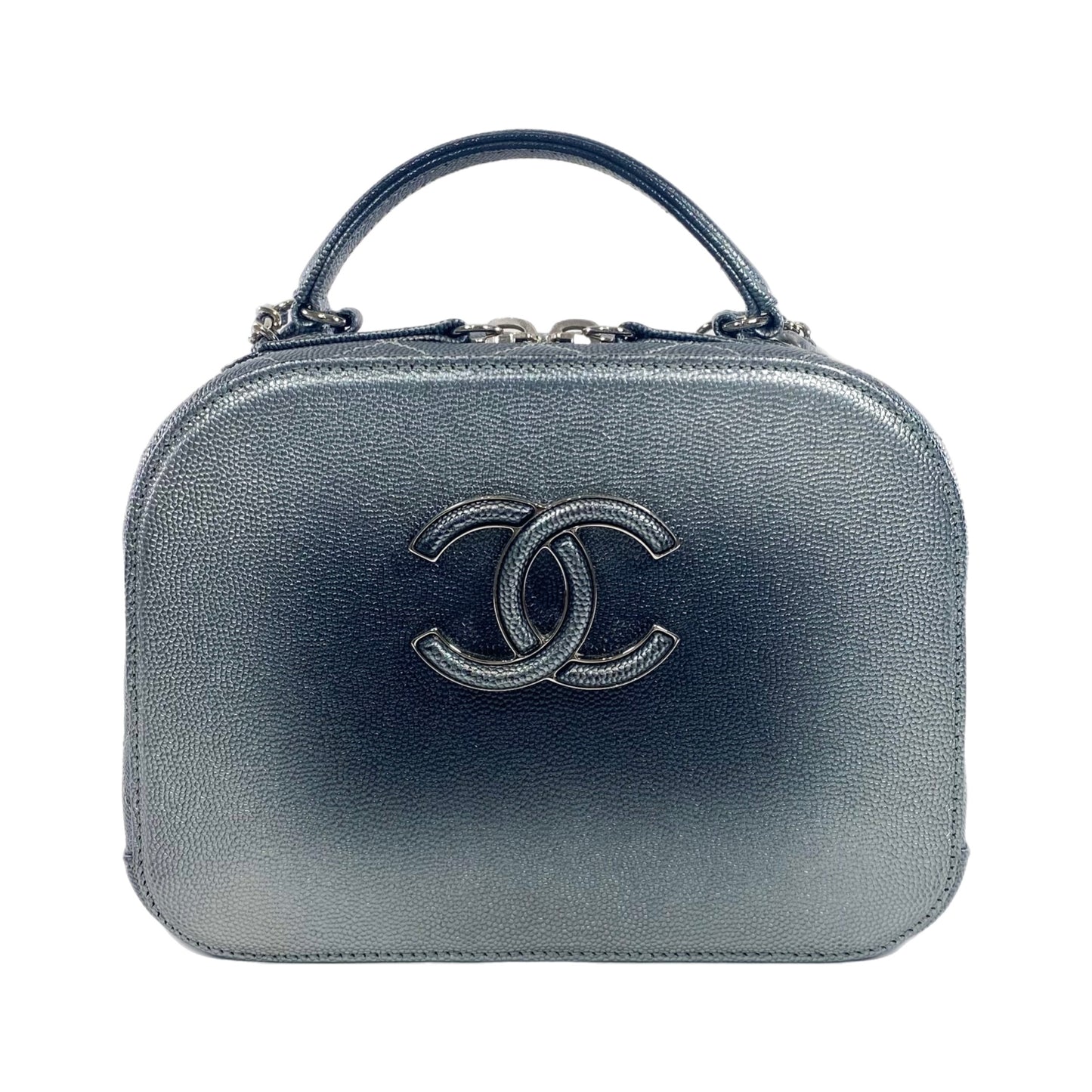 Chanel Gray Metallic Caviar Small Coco Vanity Case