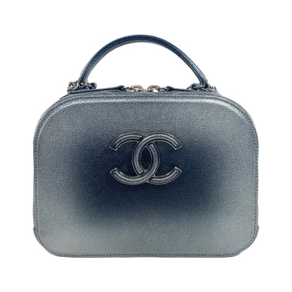Chanel Gray Metallic Caviar Small Coco Vanity Case