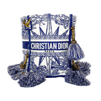 Dior Small White Blue D-Bubble Bucket Bag
